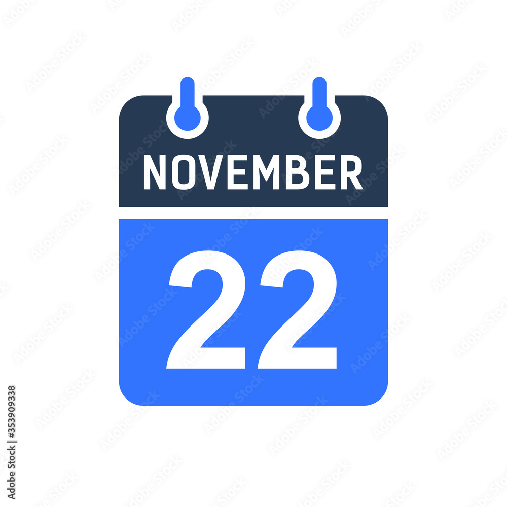 November 22 Calendar Date Icon, Event Date Icon, Calendar Date, Icon Design Vector Graphic November 22 Calendar Date Icon, Event Date Icon, Calendar Date, Icon Design Vector Graphic