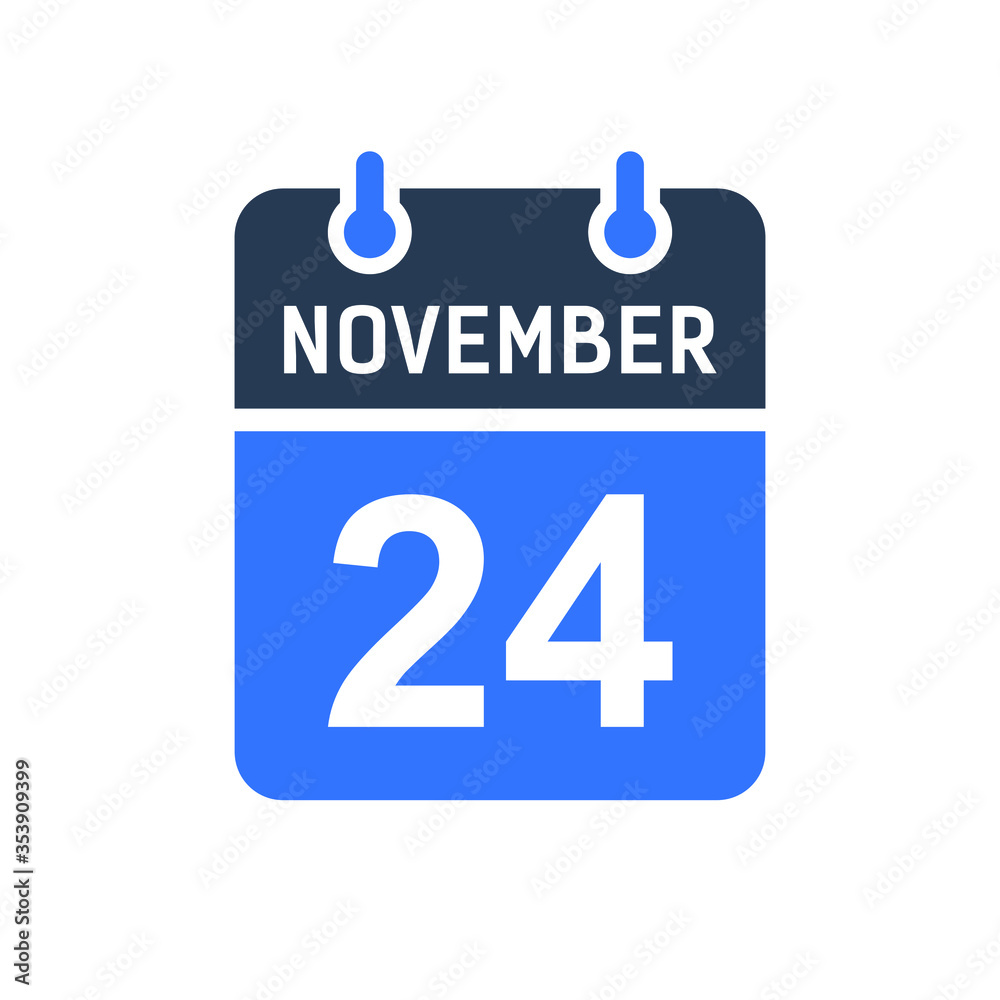 November 24 Calendar Date Icon, Event Date Icon, Calendar Date, Icon Design Vector Graphic November 24 Calendar Date Icon, Event Date Icon, Calendar Date, Icon Design Vector Graphic