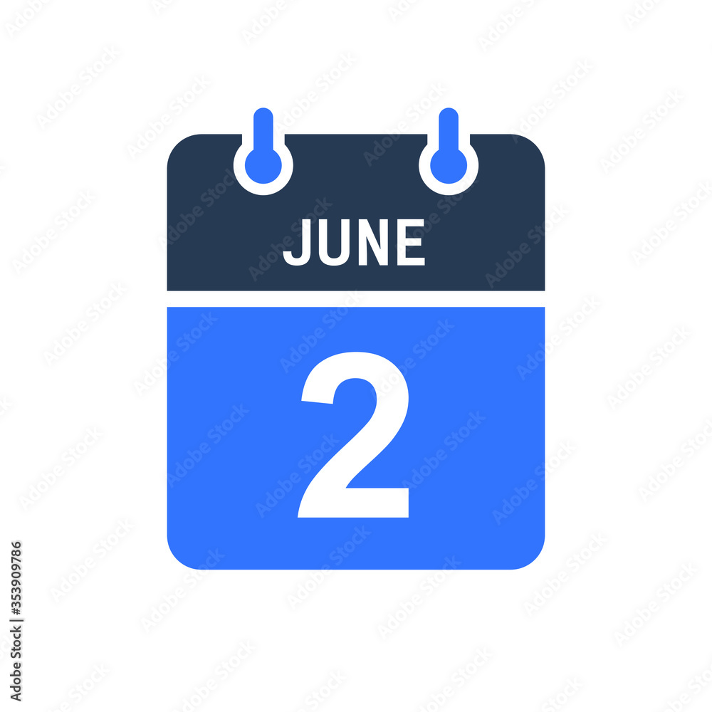 June 2 Calendar Date Icon, Event Date Icon, Calendar Date, Icon Design Vector Graphic June 2 Calendar Date Icon, Event Date Icon, Calendar Date, Icon Design Vector Graphic