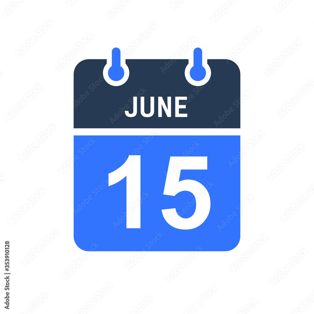 June 15 Calendar Date Icon, Event Date Icon, Calendar Date, Icon Design Vector Graphic June 15 Calendar Date Icon, Event Date Icon, Calendar Date, Icon Design Vector Graphic