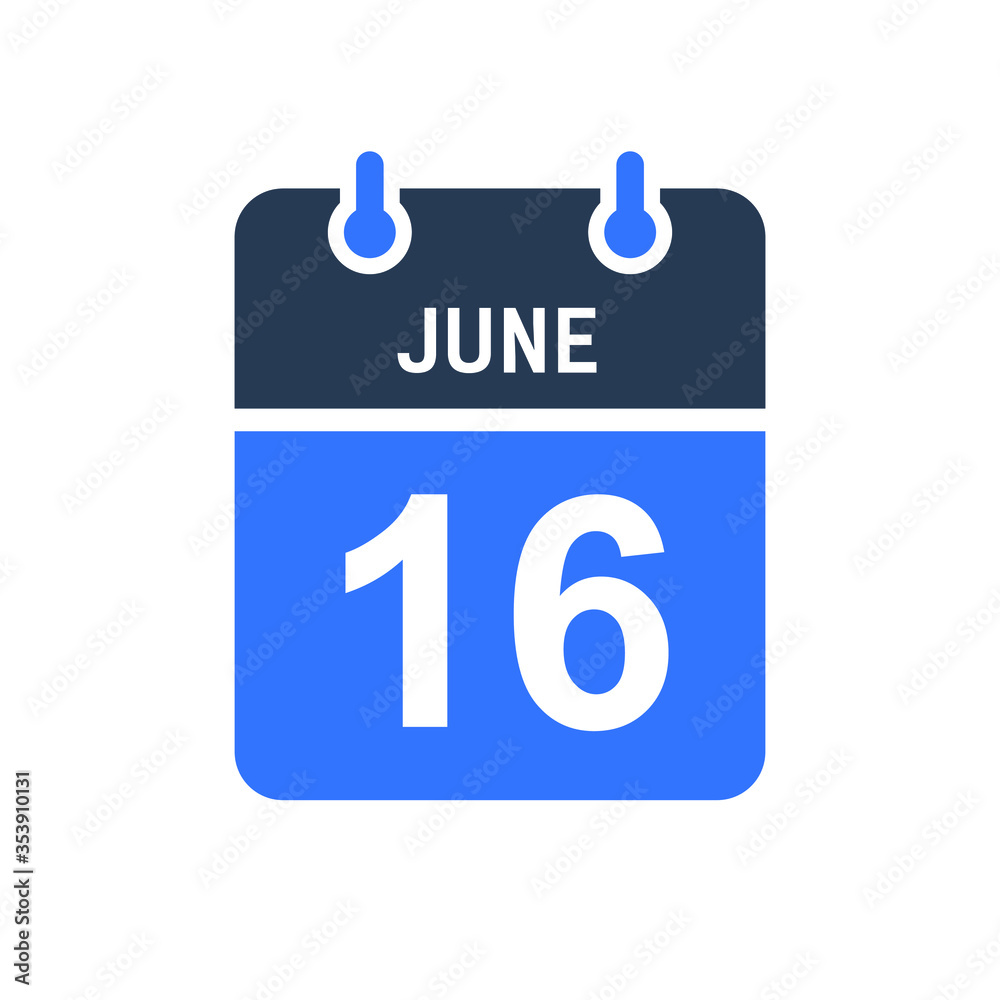 June 16 Calendar Date Icon, Event Date Icon, Calendar Date, Icon Design Vector Graphic June 16 Calendar Date Icon, Event Date Icon, Calendar Date, Icon Design Vector Graphic