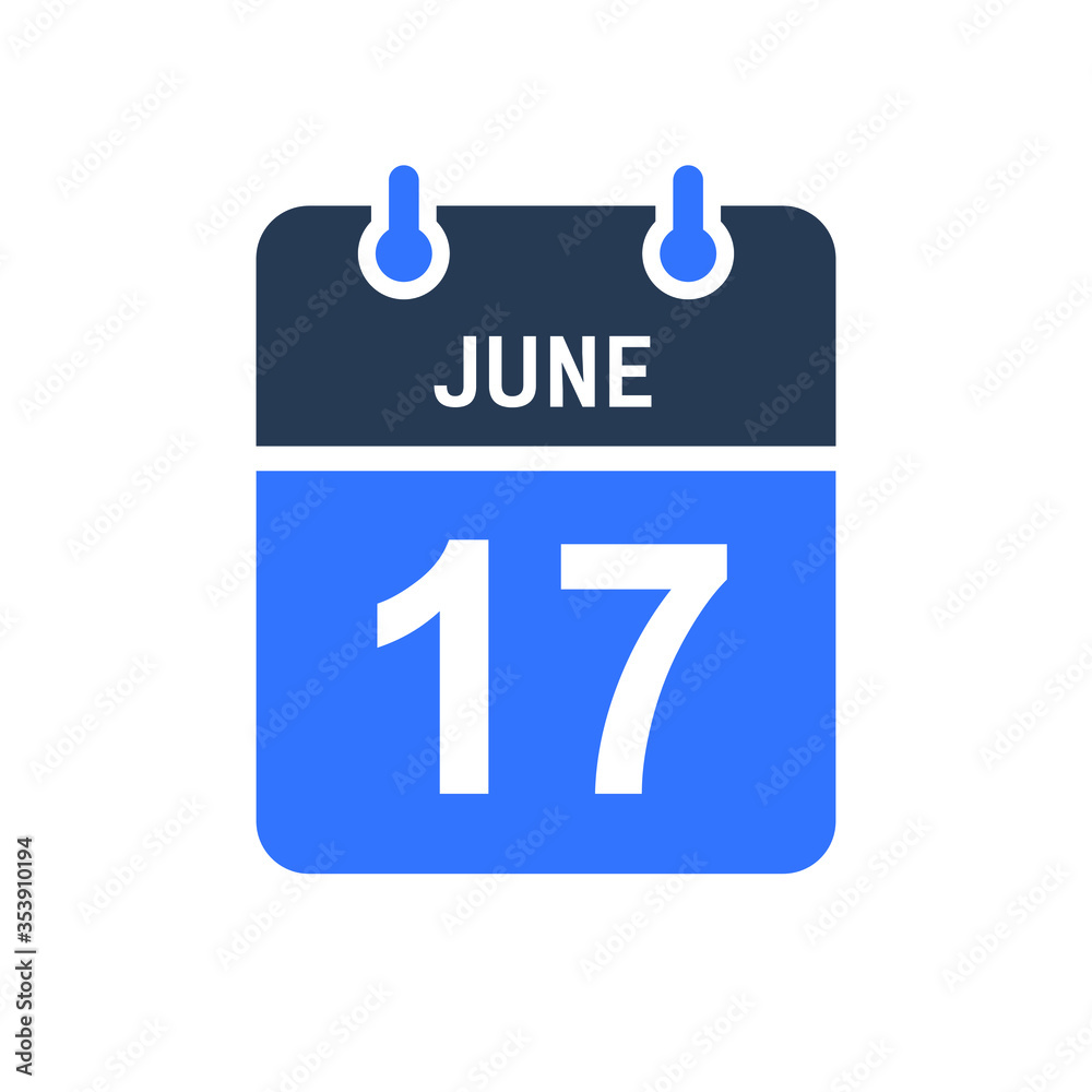 June 17 Calendar Date Icon, Event Date Icon, Calendar Date, Icon Design Vector Graphic June 17 Calendar Date Icon, Event Date Icon, Calendar Date, Icon Design Vector Graphic