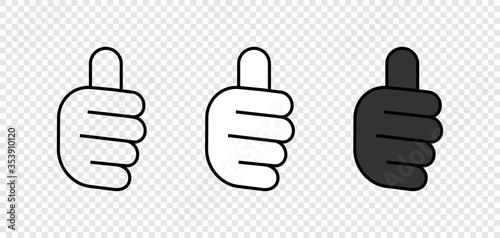 Hands Like icons. Thumbs up. Like icons. Finger up. Hands, isolated on transparent background. Fingers. Finger up vector set. Hand in flat designs. Vector illustration