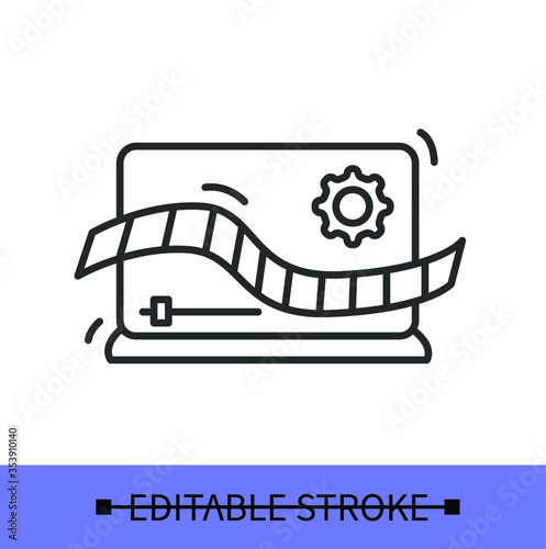 Video Creation line icon.Video editor. Creating multimedia content .Movie production.Isolated linear vector illustrations.Editable stroke
