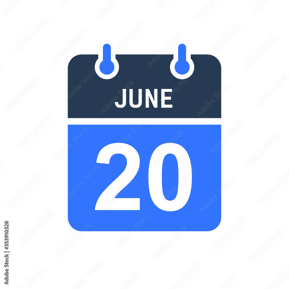 June 20 Calendar Date Icon, Event Date Icon, Calendar Date, Icon Design Vector Graphic June 20 Calendar Date Icon, Event Date Icon, Calendar Date, Icon Design Vector Graphic