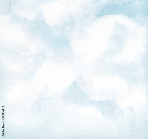 Watercolor Painting. Clouds in the blue sky © Marina
