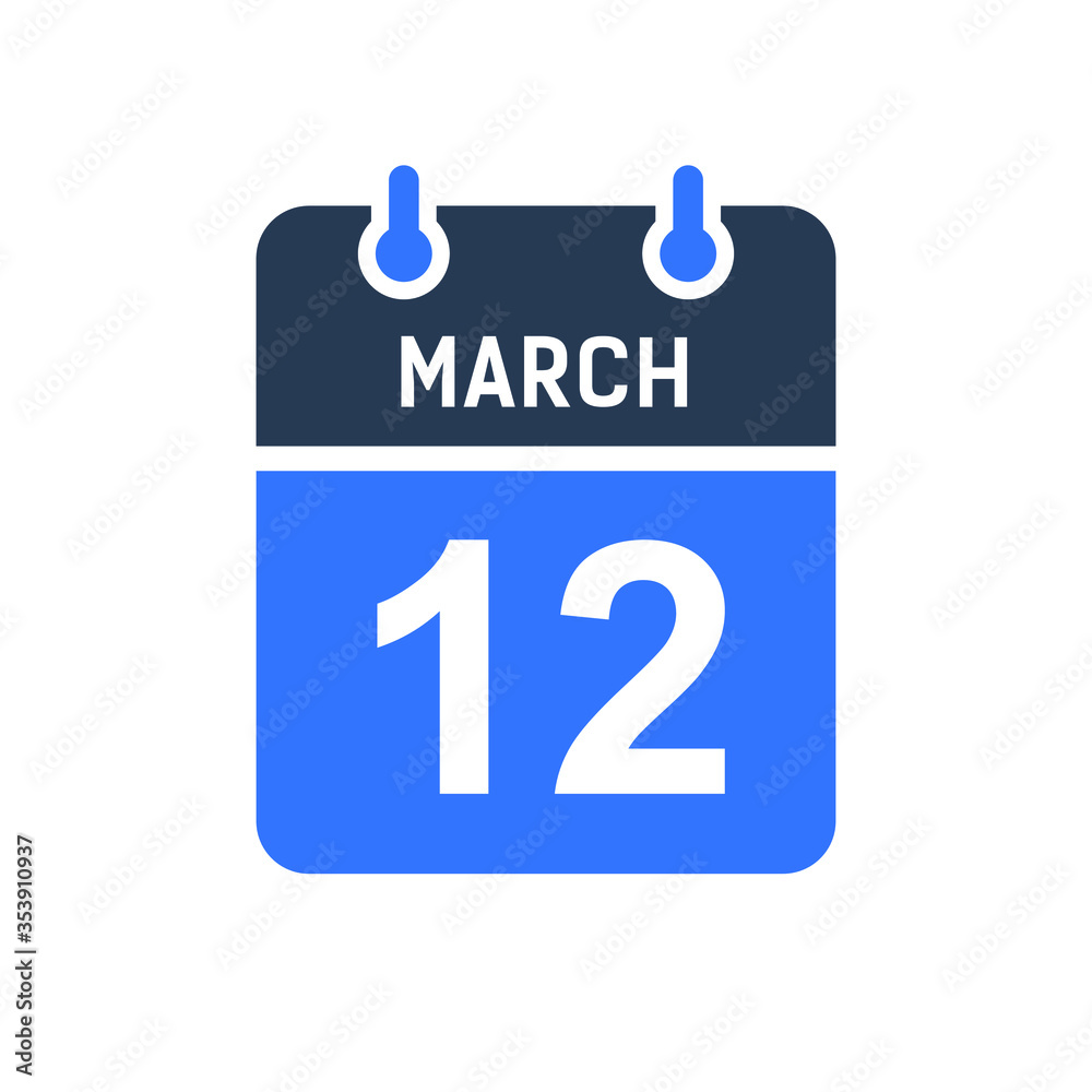 March 12 Calendar Date Icon, Event Date Icon, Calendar Date, Icon Design Vector Graphic March 12 Calendar Date Icon, Event Date Icon, Calendar Date, Icon Design Vector Graphic