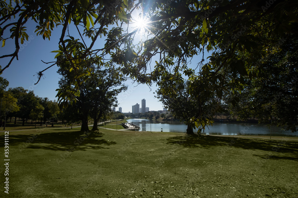 Obraz premium sunny day in the ecological park of indaiatuba, Sao Paulo, Brazil