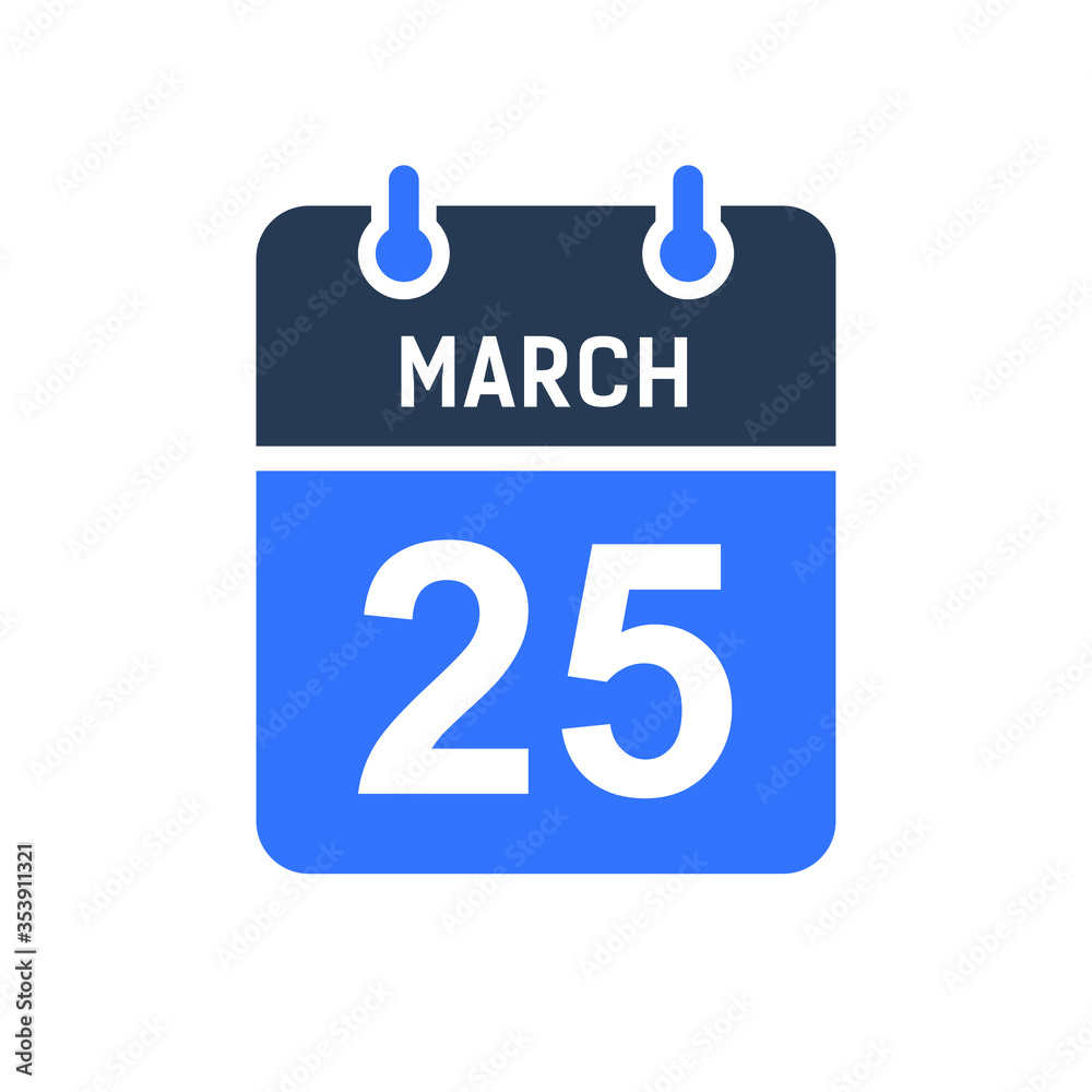 March 25 Calendar Date Icon, Event Date Icon, Calendar Date, Icon Design Vector Graphic March 25 Calendar Date Icon, Event Date Icon, Calendar Date, Icon Design Vector Graphic