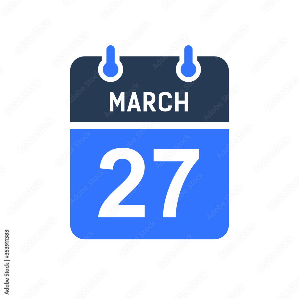 March 27 Calendar Date Icon, Event Date Icon, Calendar Date, Icon Design Vector Graphic March 27 Calendar Date Icon, Event Date Icon, Calendar Date, Icon Design Vector Graphic