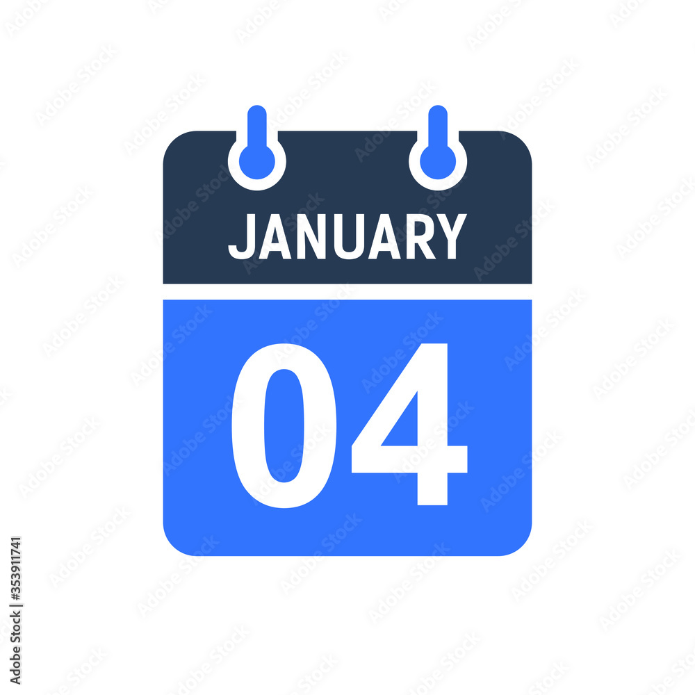 January 4 Calendar Date Icon, Event Date Icon, Calendar Date, Icon Design Vector Graphic January 4 Calendar Date Icon, Event Date Icon, Calendar Date, Icon Design Vector Graphic