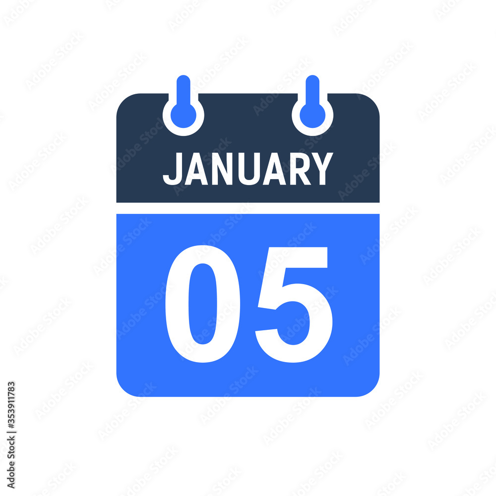 January 5 Calendar Date Icon, Event Date Icon, Calendar Date, Icon Design Vector Graphic January 5 Calendar Date Icon, Event Date Icon, Calendar Date, Icon Design Vector Graphic
