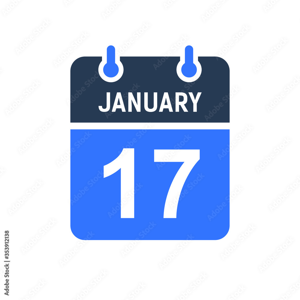 January 17 Calendar Date Icon, Event Date Icon, Calendar Date, Icon Design Vector Graphic