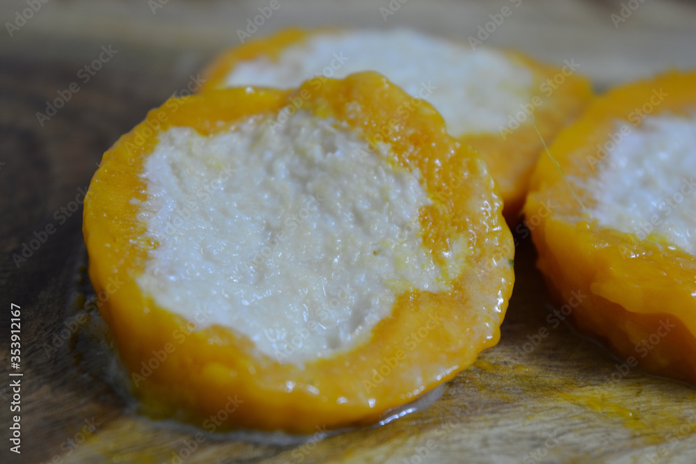 Mango stuffed with cream, mango kulfi, dessert
