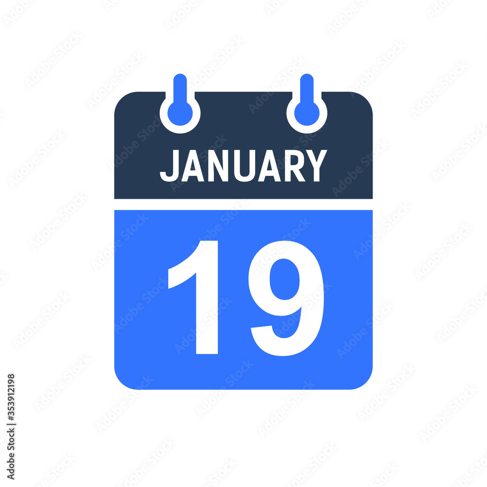 January 19 Calendar Date Icon, Event Date Icon, Calendar Date, Icon Design Vector Graphic January 19 Calendar Date Icon, Event Date Icon, Calendar Date, Icon Design Vector Graphic