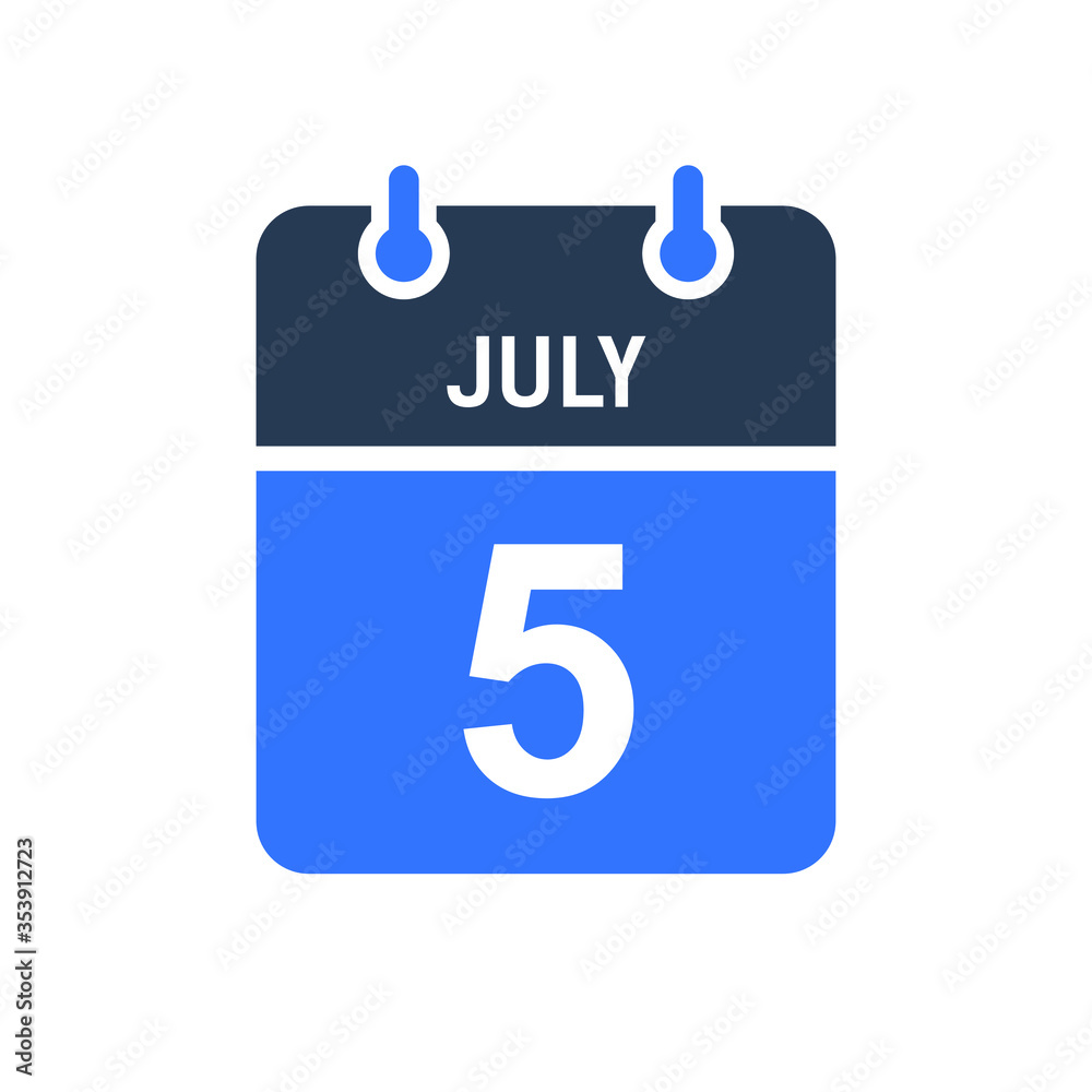 July 5 Calendar Date Icon, Event Date Icon, Calendar Date, Icon Design Vector Graphic July 5 Calendar Date Icon, Event Date Icon, Calendar Date, Icon Design Vector Graphic