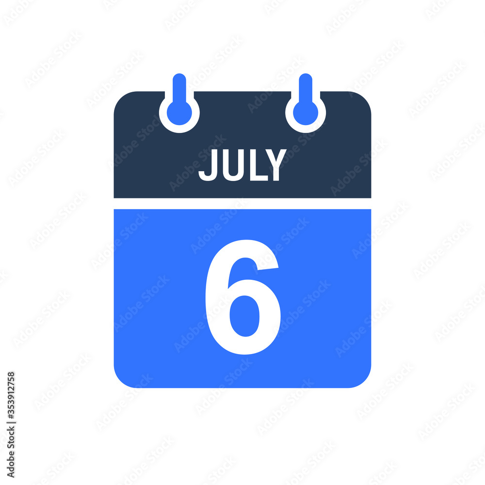 July 6 Calendar Date Icon, Event Date Icon, Calendar Date, Icon Design Vector Graphic July 6 Calendar Date Icon, Event Date Icon, Calendar Date, Icon Design Vector Graphic