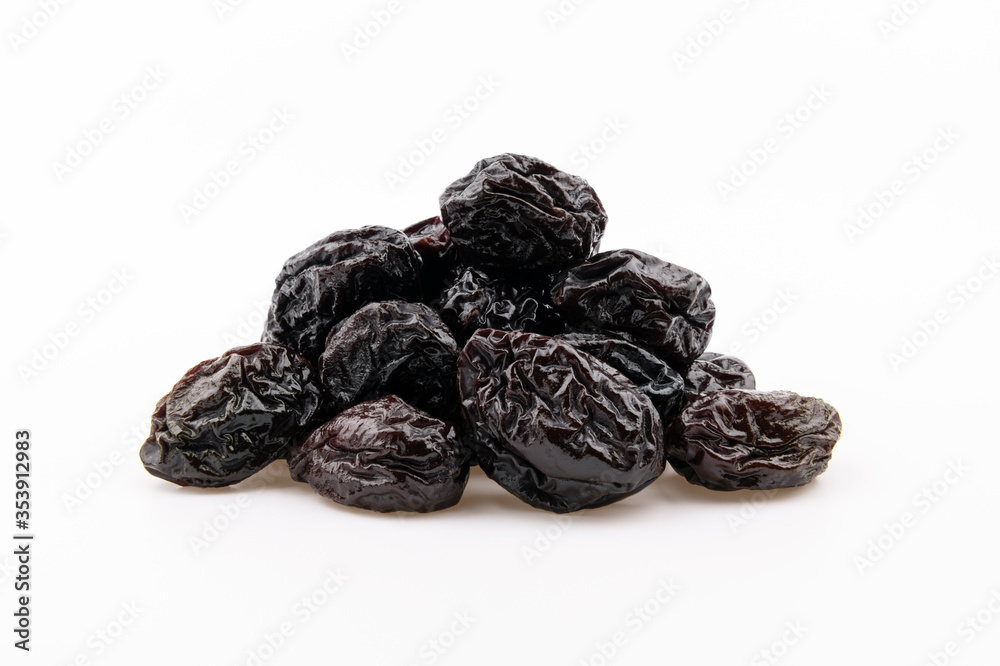 Dried prunes isolated on white background Dried prunes isolated on white background