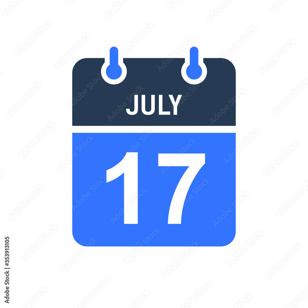 July 17 Calendar Date Icon, Event Date Icon, Calendar Date, Icon Design Vector Graphic July 17 Calendar Date Icon, Event Date Icon, Calendar Date, Icon Design Vector Graphic