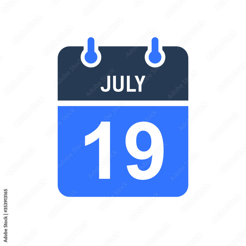 July 19 Calendar Date Icon, Event Date Icon, Calendar Date, Icon Design Vector Graphic July 19 Calendar Date Icon, Event Date Icon, Calendar Date, Icon Design Vector Graphic