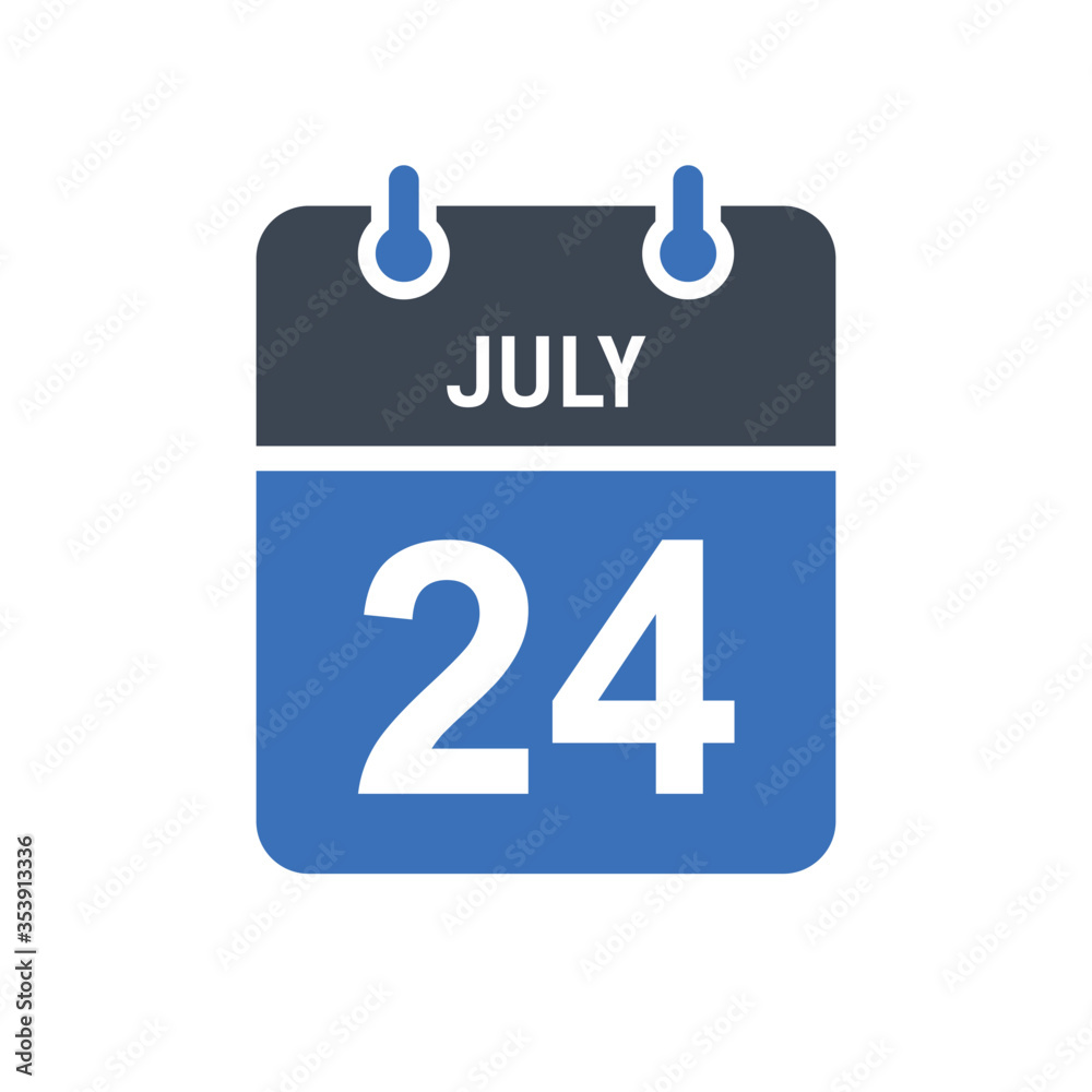July 24 Calendar Date Icon, Event Date Icon, Calendar Date, Icon Design Vector Graphic July 24 Calendar Date Icon, Event Date Icon, Calendar Date, Icon Design Vector Graphic