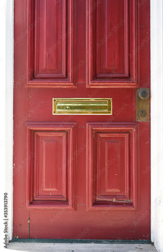 Red Colonial Door in historic old New Castle Delaware