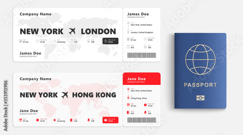 Realistic set of passport. Identity card isolated on white background. Vector illustration