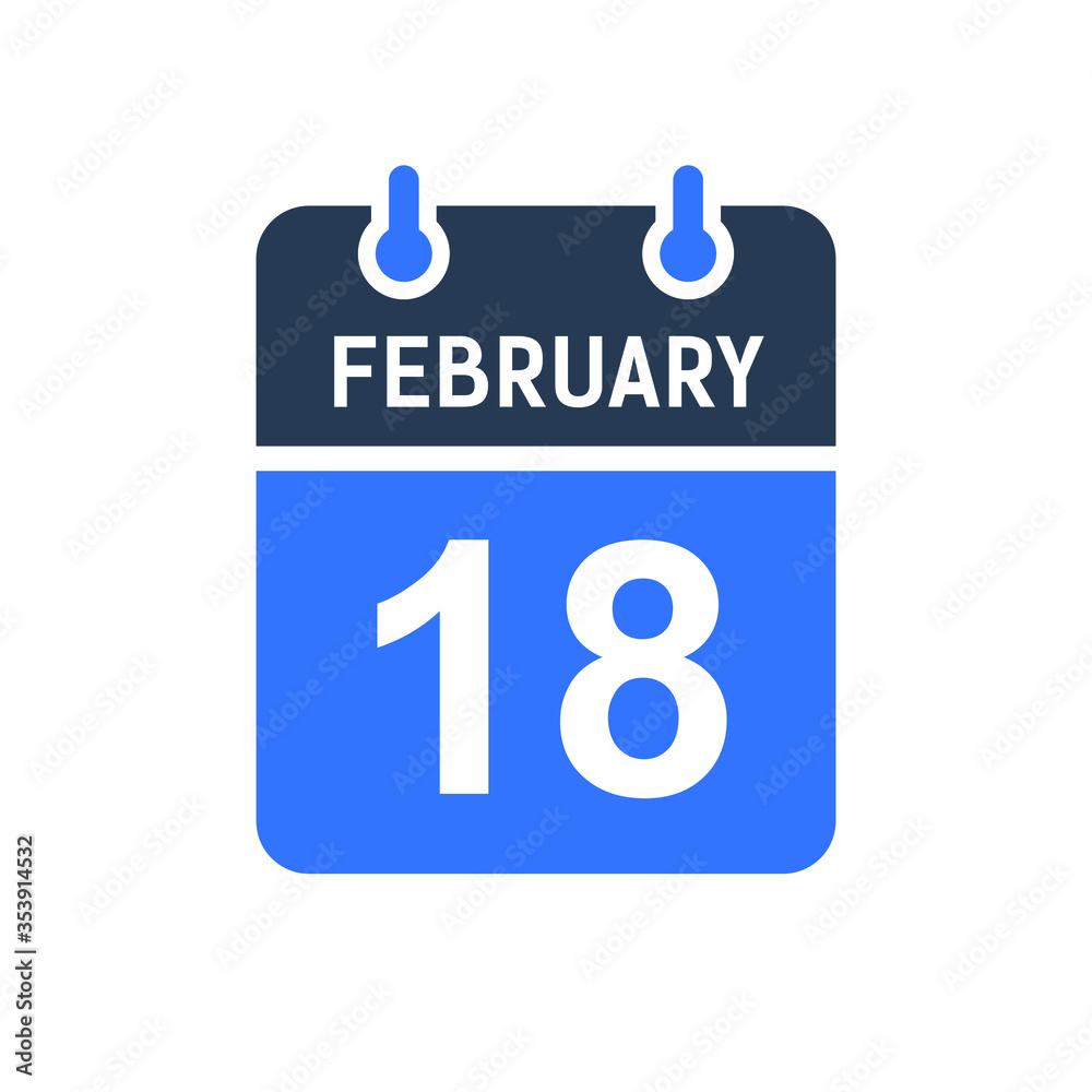 February 18 Calendar Date Icon, Event Date Icon, Calendar Date, Icon Design Vector Graphic February 18 Calendar Date Icon, Event Date Icon, Calendar Date, Icon Design Vector Graphic