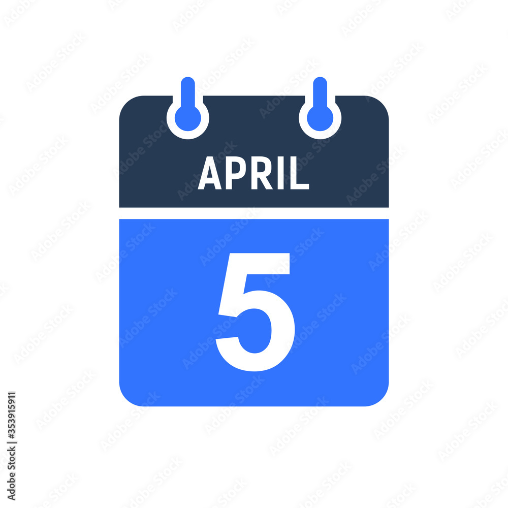 April 5 Calendar Date Icon, Event Date Icon, Calendar Date, Icon Design Vector Graphic April 5 Calendar Date Icon, Event Date Icon, Calendar Date, Icon Design Vector Graphic