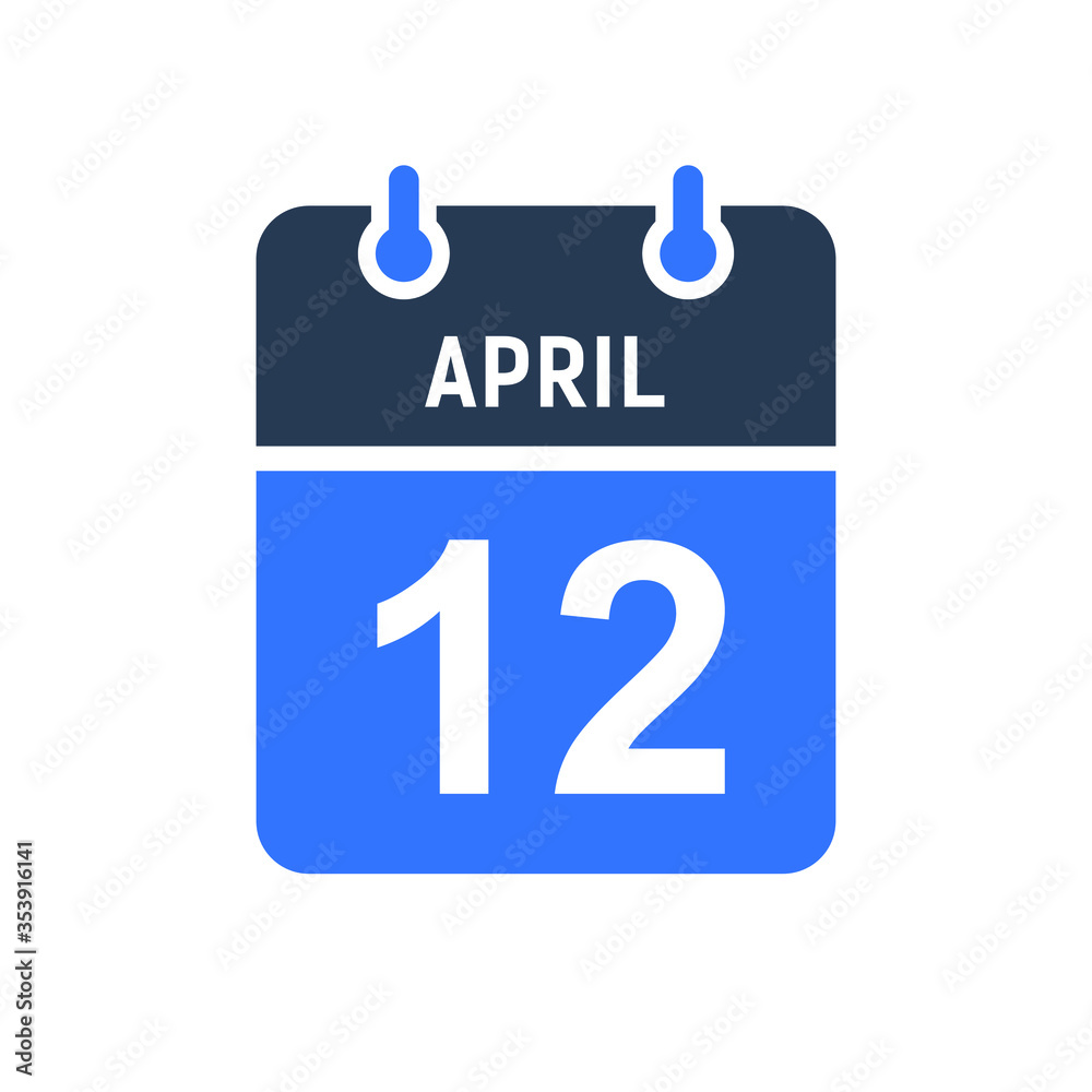 April 12 Calendar Date Icon, Event Date Icon, Calendar Date, Icon Design Vector Graphic April 12 Calendar Date Icon, Event Date Icon, Calendar Date, Icon Design Vector Graphic
