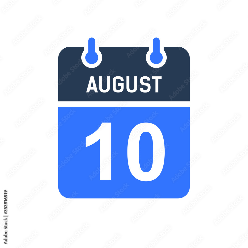 August 10 Calendar Date Icon, Event Date Icon, Calendar Date, Icon Design Vector Graphic August 10 Calendar Date Icon, Event Date Icon, Calendar Date, Icon Design Vector Graphic
