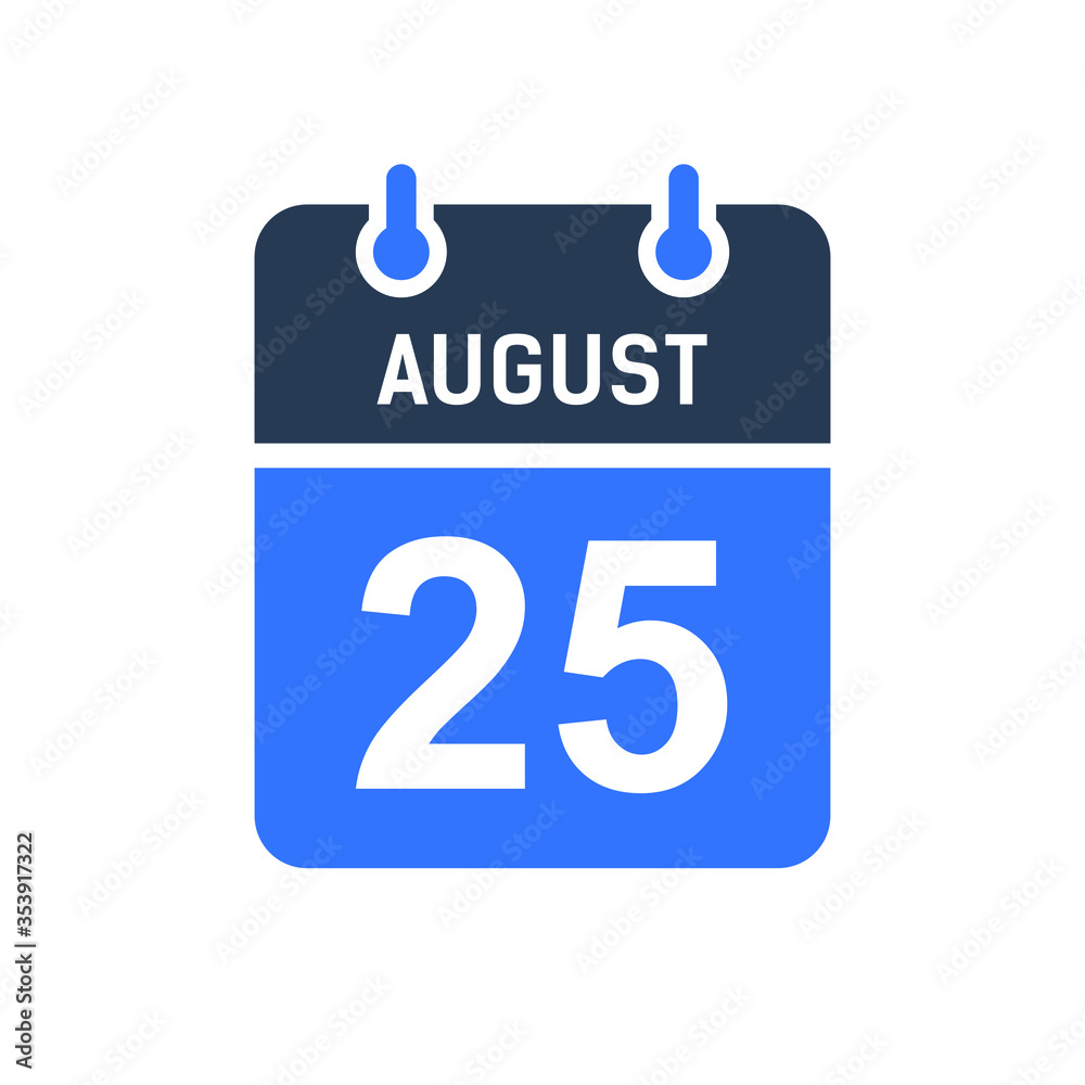 August 25 Calendar Date Icon, Event Date Icon, Calendar Date, Icon Design Vector Graphic August 25 Calendar Date Icon, Event Date Icon, Calendar Date, Icon Design Vector Graphic