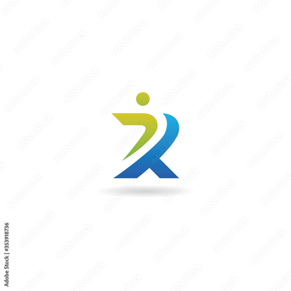 initial r with human logo design vector element template initial r with human logo design vector element template