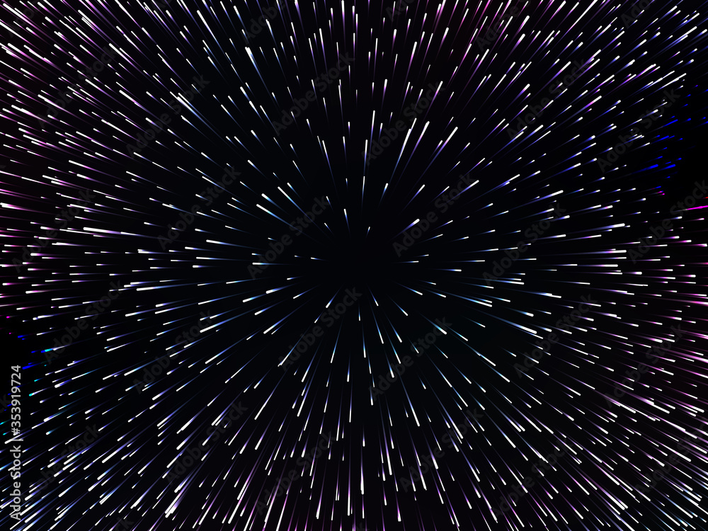 Space speed. Abstract starburst dynamic lines or rays. Vector illustration