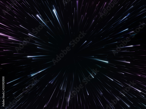 Space speed. Abstract starburst dynamic lines or rays. Vector illustration