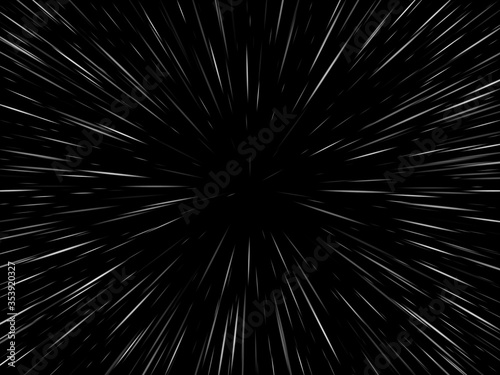 Space speed. Abstract starburst dynamic lines or rays. Vector illustration