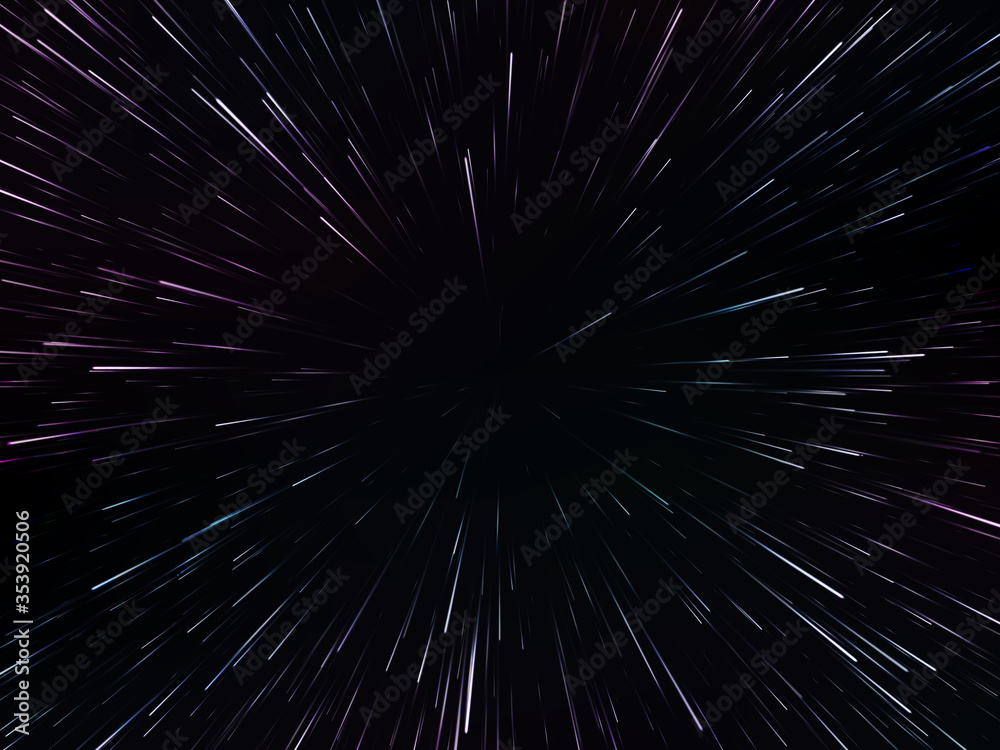 Space speed. Abstract starburst dynamic lines or rays. Vector illustration - obrazy, fototapety, plakaty 