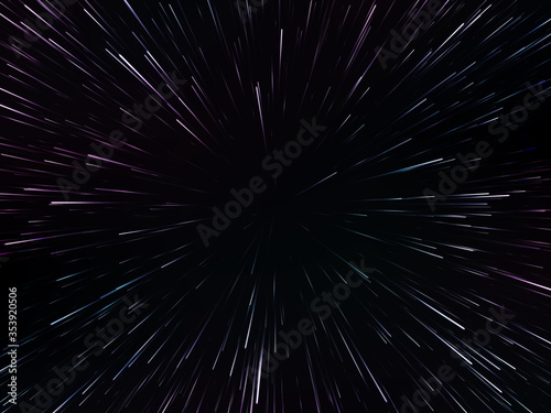 Space speed. Abstract starburst dynamic lines or rays. Vector illustration photo