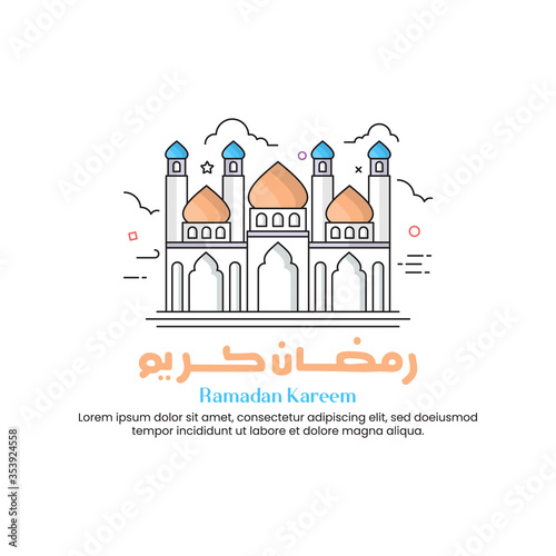 Fototapeta Naklejka Na Ścianę i Meble -  Modern Colored Line Ramadan Greetings With Mosque
