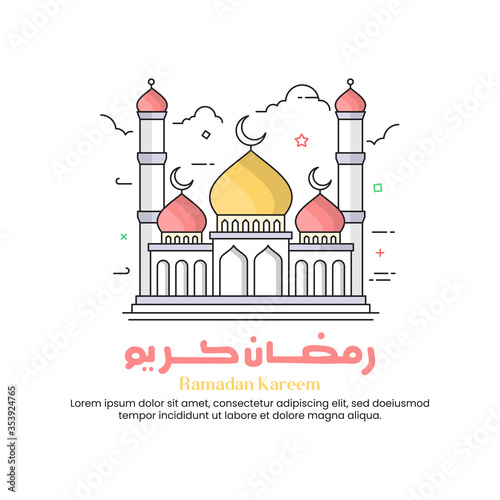 Modern Colored Line Ramadan Greetings With Mosque
