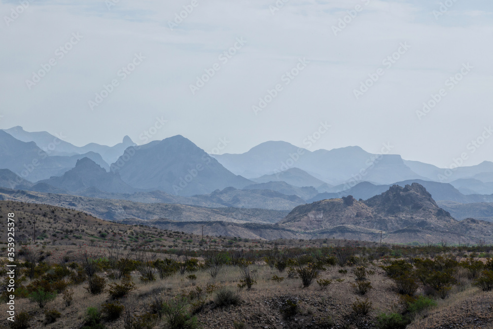 Desert landscape with distant mountains Desert landscape with distant mountains