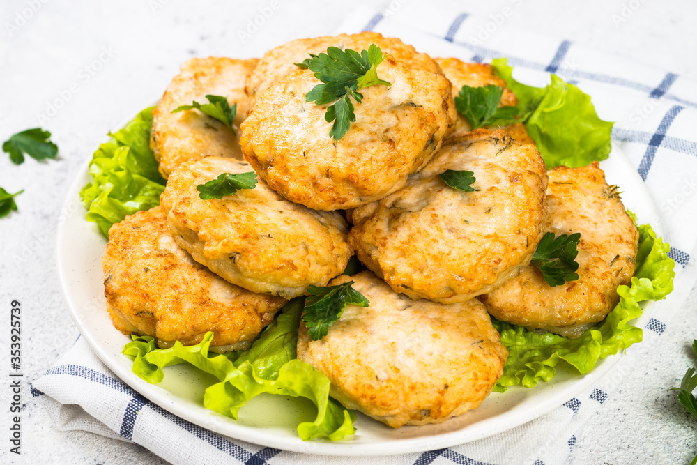 Chicken cutlet in the plate. Chicken cutlet in the plate.