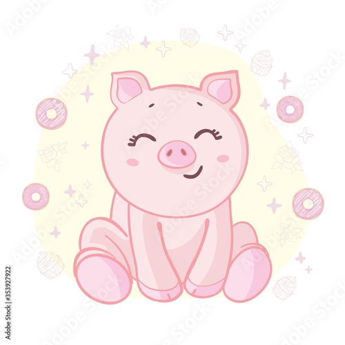 Illustration of very cute piggy