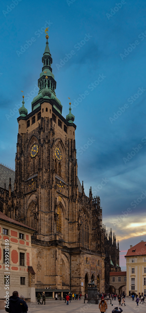St. Vitus Cathedral by dusk, Prague, Czech Republic