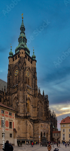 St. Vitus Cathedral by dusk  Prague  Czech Republic