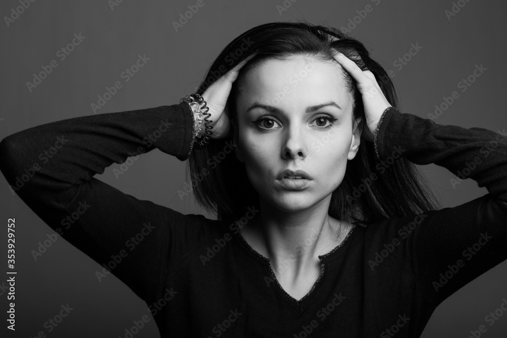 beautiful young girl black and white portrait beautiful young girl black and white portrait
