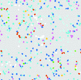 Festive colorful hexagon confetti background. Rectangle vector texture for holidays, postcards, posters, websites, carnivals, birthday and children's parties. Cover mock-up.