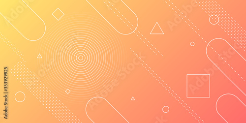 Modern abstract background with memphis elements in yellow and orange gradients and retro themed for posters, banners and website landing pages.