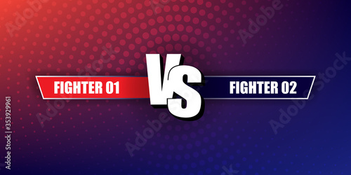 VS Versus Blue and red comic design. Vs fight header, conflict duel between the red and blue teams. Competition to combat the rivals.