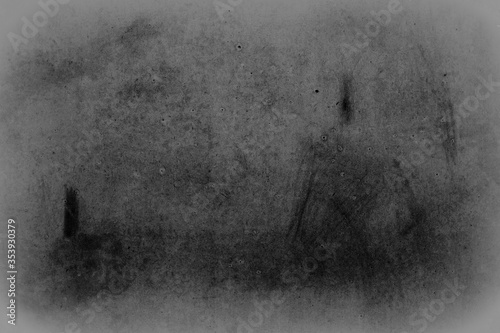 Dirt and Scratches on Gray Film Grains Background, Suitable for Overlay.